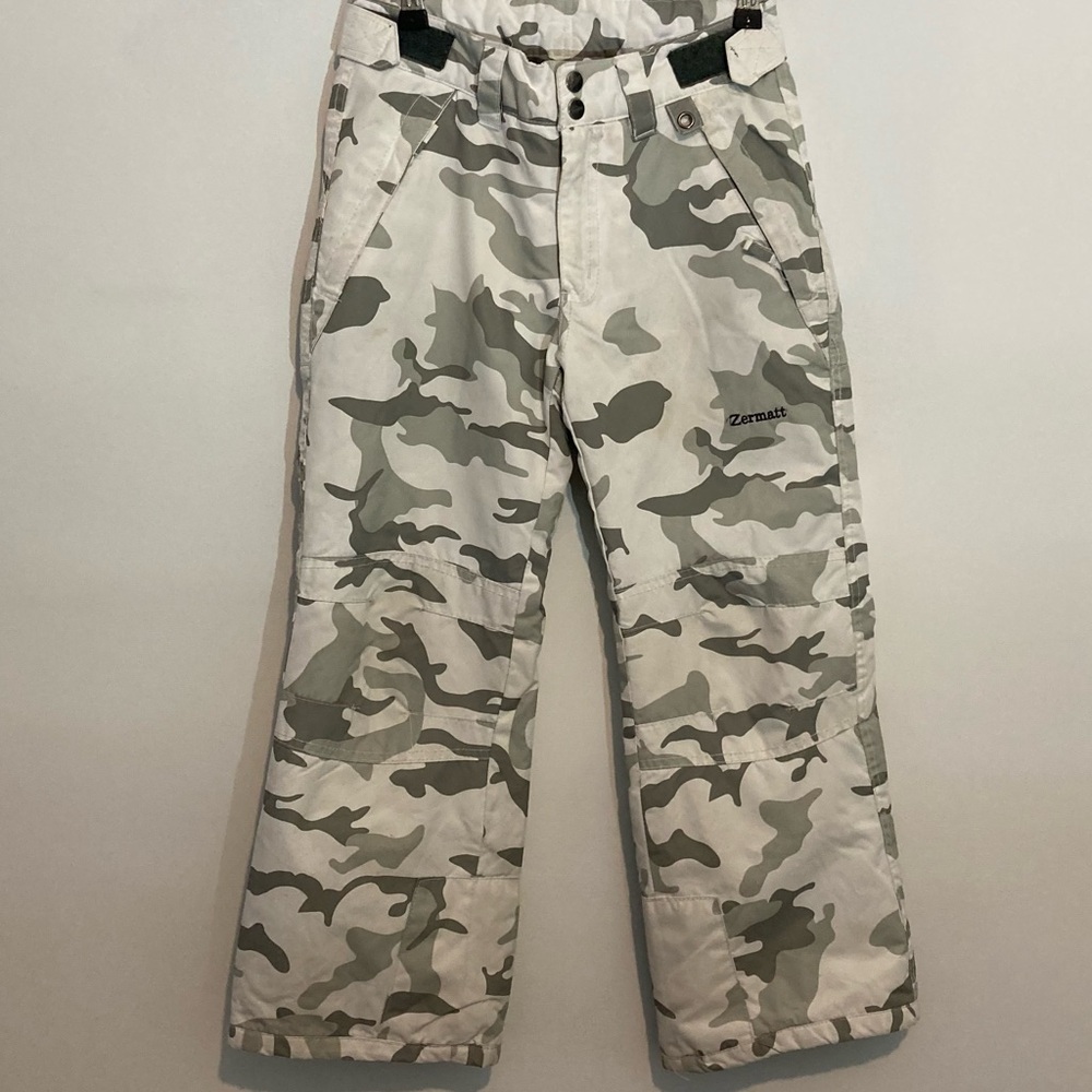 ARTIX ZERMATT YOUTH SNOW INSULATED SKI PANTS CAMO UNISEX ADJUSTABLE WAIST MED